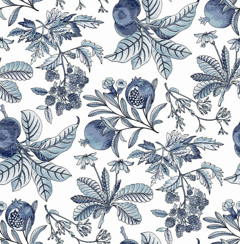 A-Street Prints Cecilia Blue Fruit Wallpaper