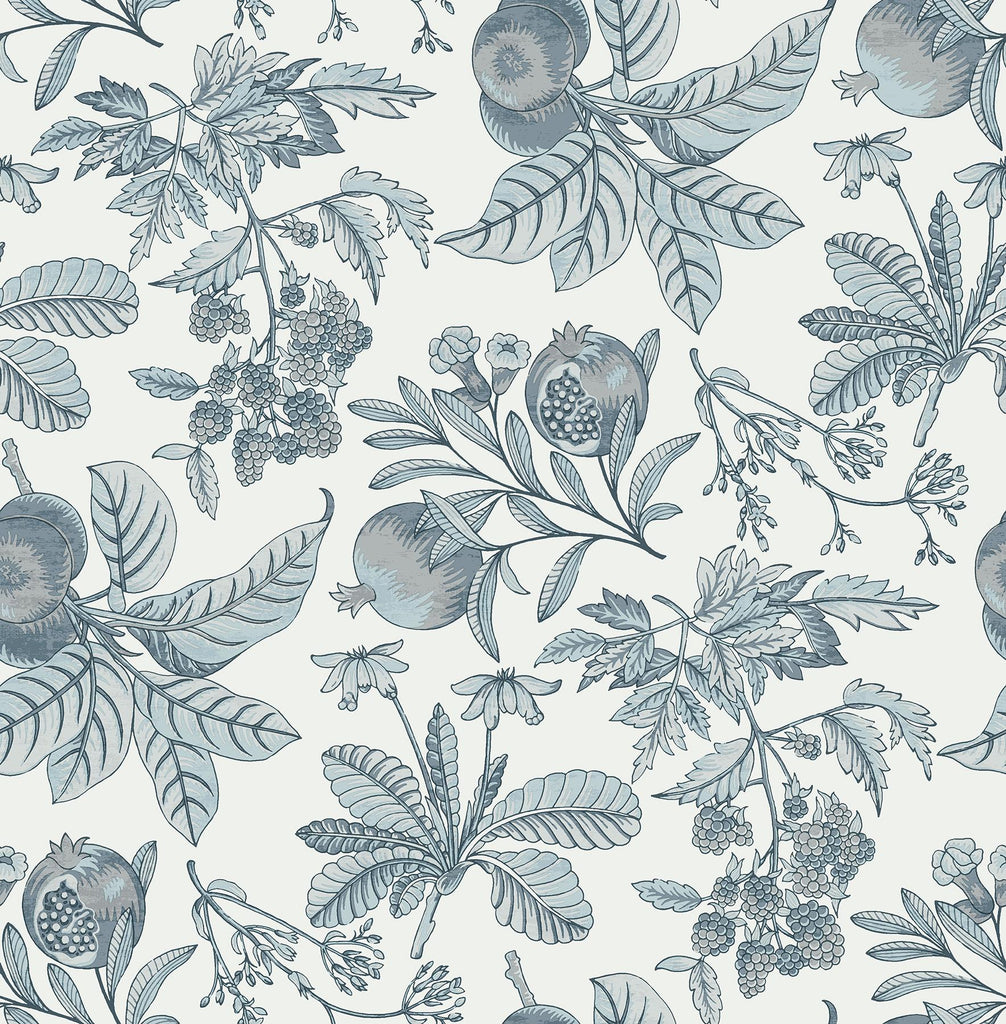 A-Street Prints Cecilia Light Blue Fruit Wallpaper