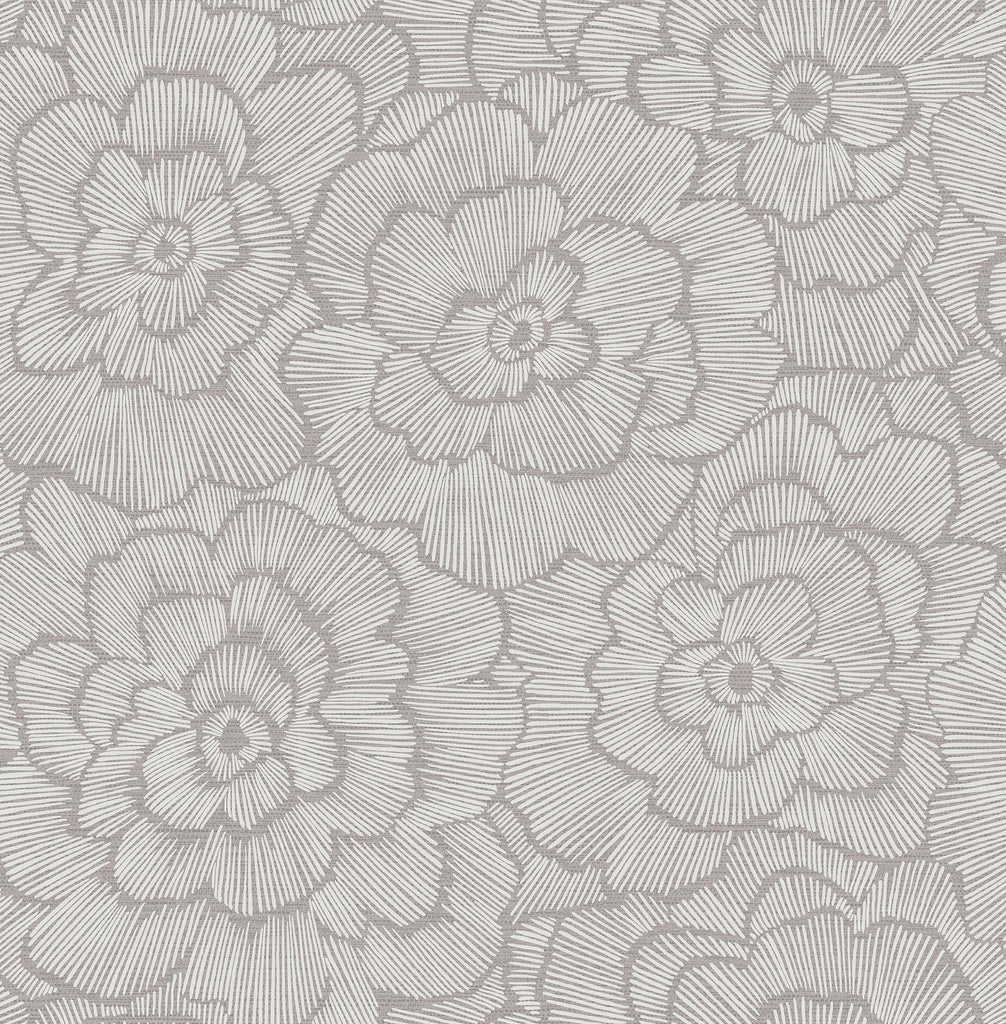 A-Street Prints Periwinkle Sterling Textured Floral Wallpaper