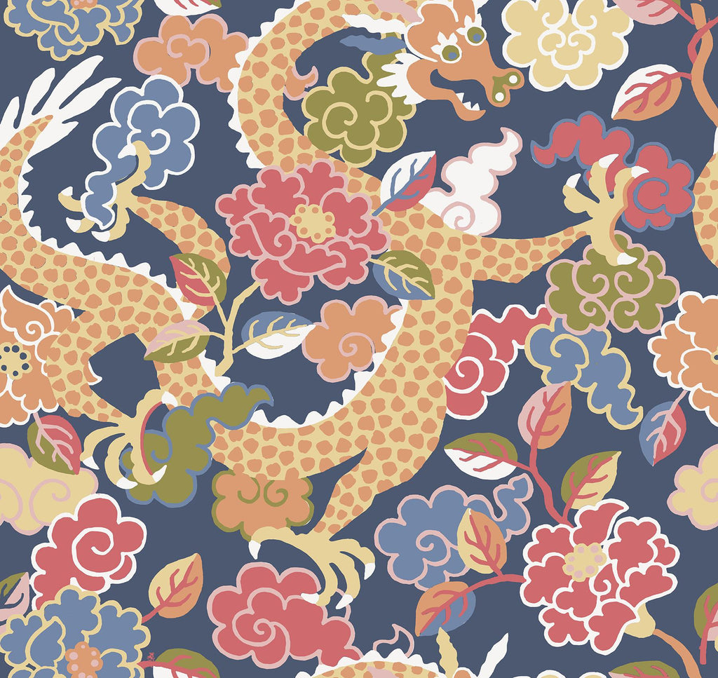 A-Street Prints Yanci Orange Dragon Wallpaper