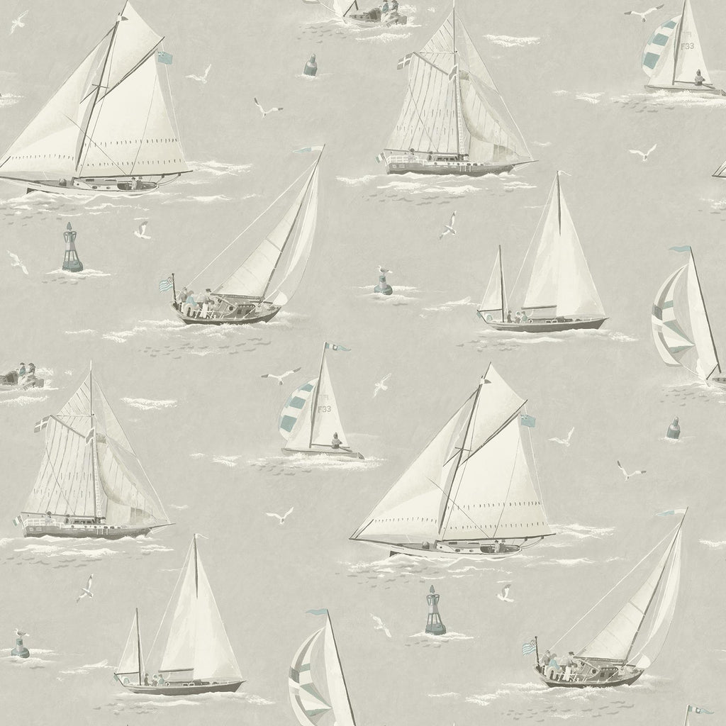 Brewster Home Fashions Leeward Light Grey Sailboat Wallpaper