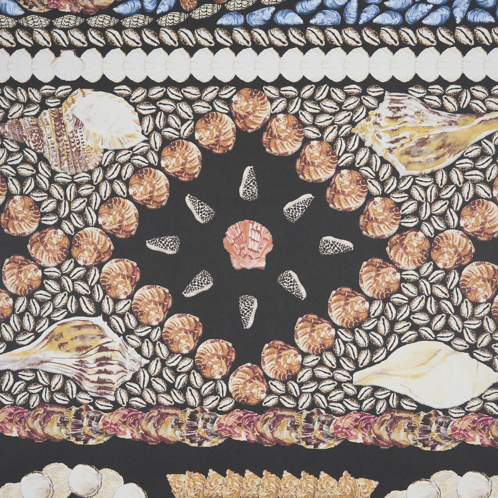 Schumacher Shell Grotto Panel A Onyx Multi Wallpaper