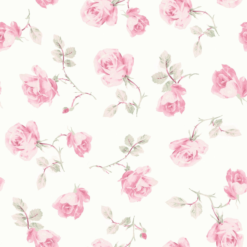 A-Street Prints Ribbon Rosa Chateau Rose Loose Roses Wallpaper