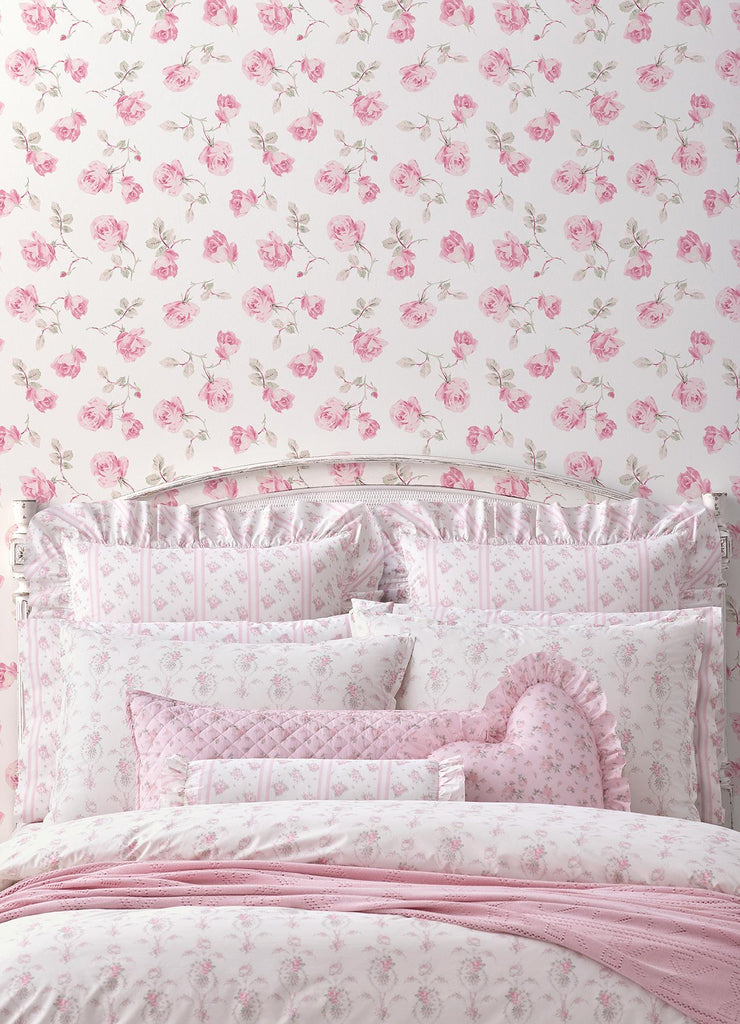 A-Street Prints Ribbon Rosa Chateau Rose Loose Roses Wallpaper