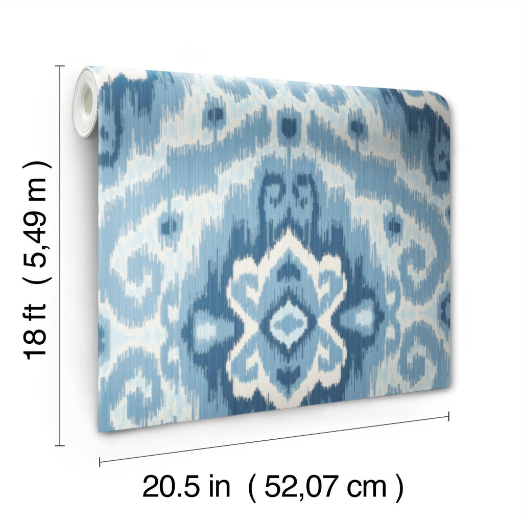 RoomMates Blue Bohemian Ikat Peel & Stick Blue Wallpaper