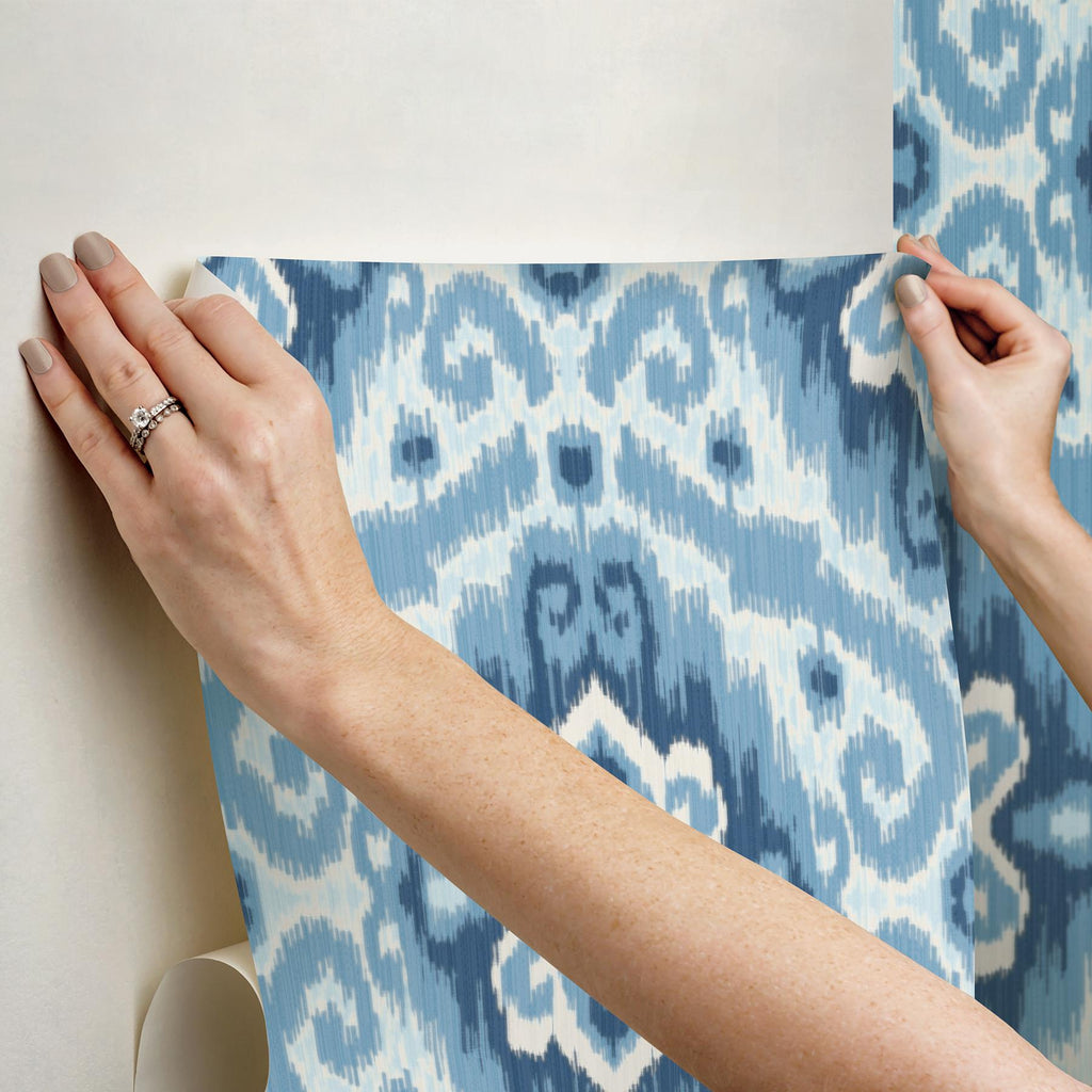 RoomMates Blue Bohemian Ikat Peel & Stick Blue Wallpaper