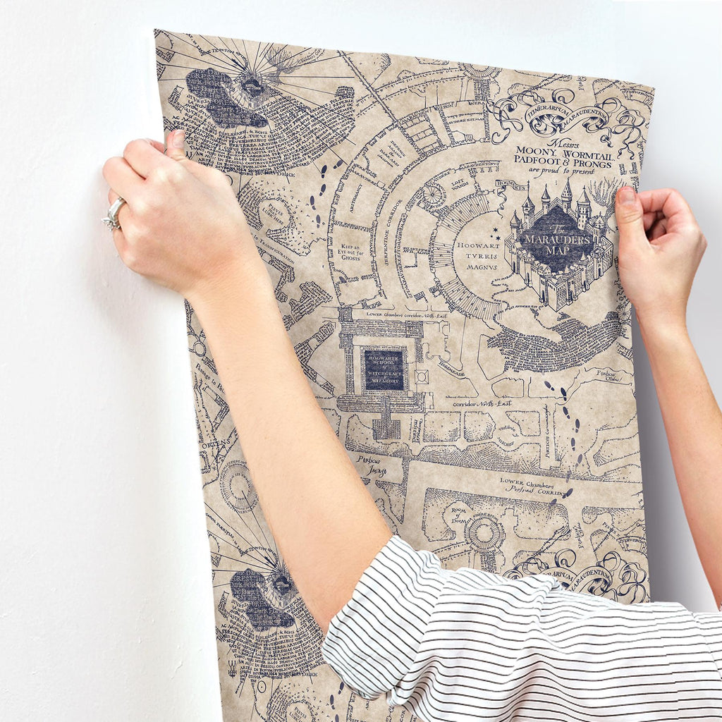 RoomMates Blue Harry Potter Marauder'S Map Peel & Stick Blue Wallpaper