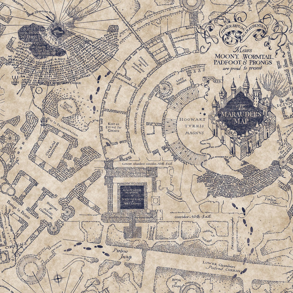 RoomMates Blue Harry Potter Marauder'S Map Peel & Stick Blue Wallpaper