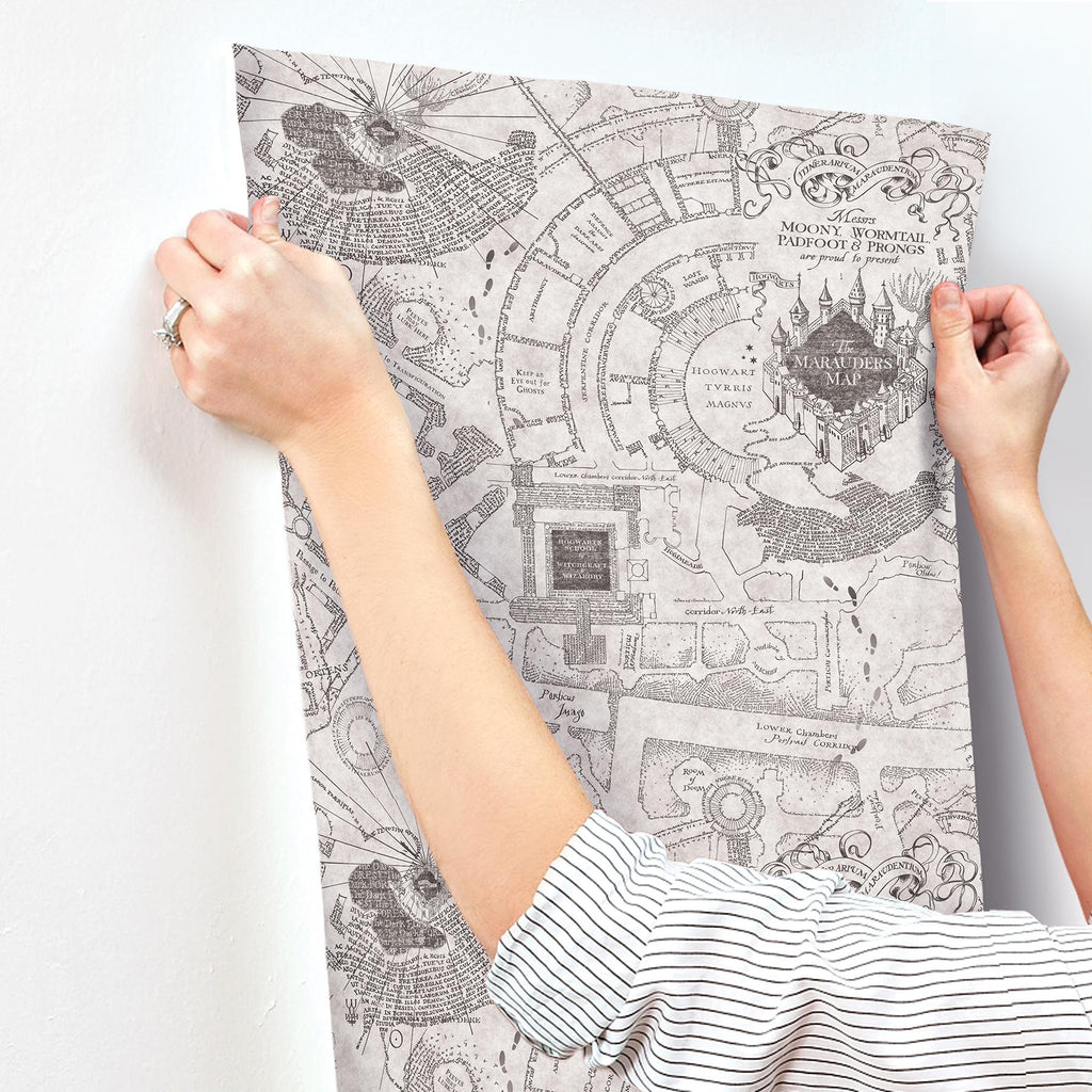 RoomMates Grey Harry Potter Marauder'S Map Peel & Stick Grey Wallpaper