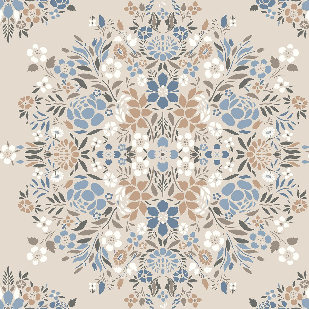 RoomMates Taupe Medallion Floral Peel & Stick Neutral Wallpaper