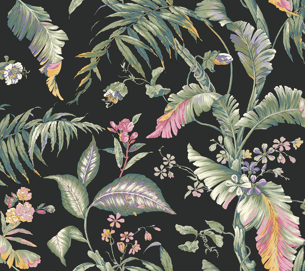 York Black Multi Fiji Garden Peel & Stick Green Wallpaper