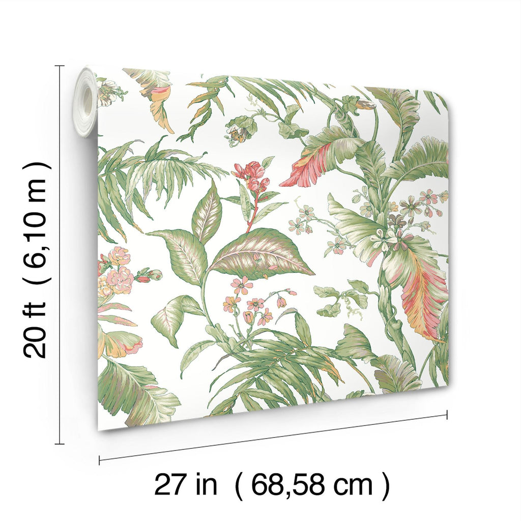 York White Multi Fiji Garden Peel & Stick Multicolor Wallpaper