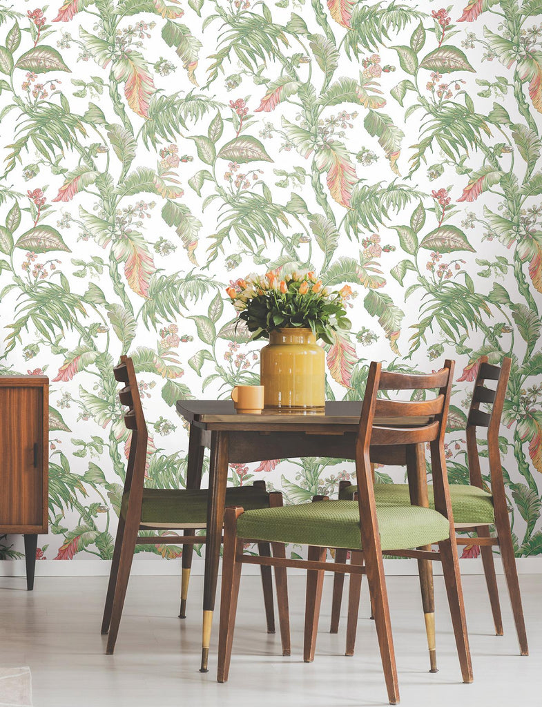 York White Multi Fiji Garden Peel & Stick Multicolor Wallpaper