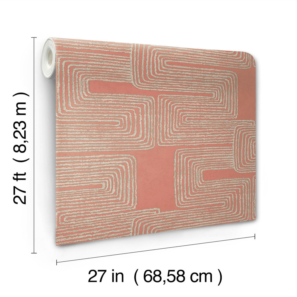 York Coral & Glint Zulu Thread Pink Wallpaper