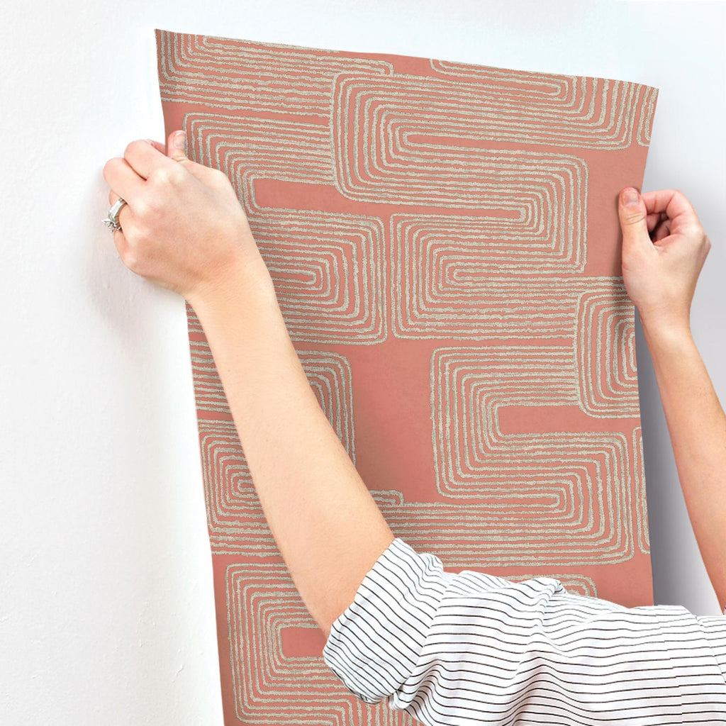 York Coral & Glint Zulu Thread Pink Wallpaper