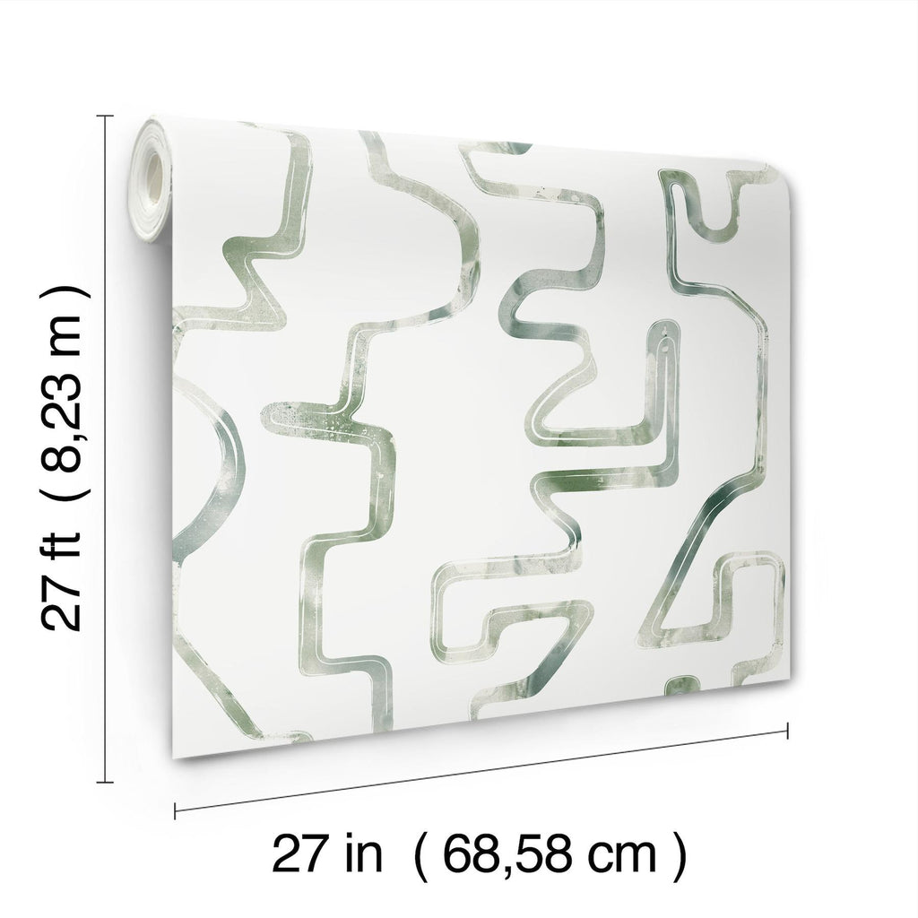 York Green & Grey Abstract Aura White Wallpaper