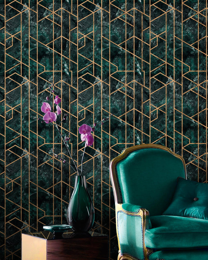 MindTheGap GRAMERCY Emerald Manhattan Metallic Edition Wallpaper