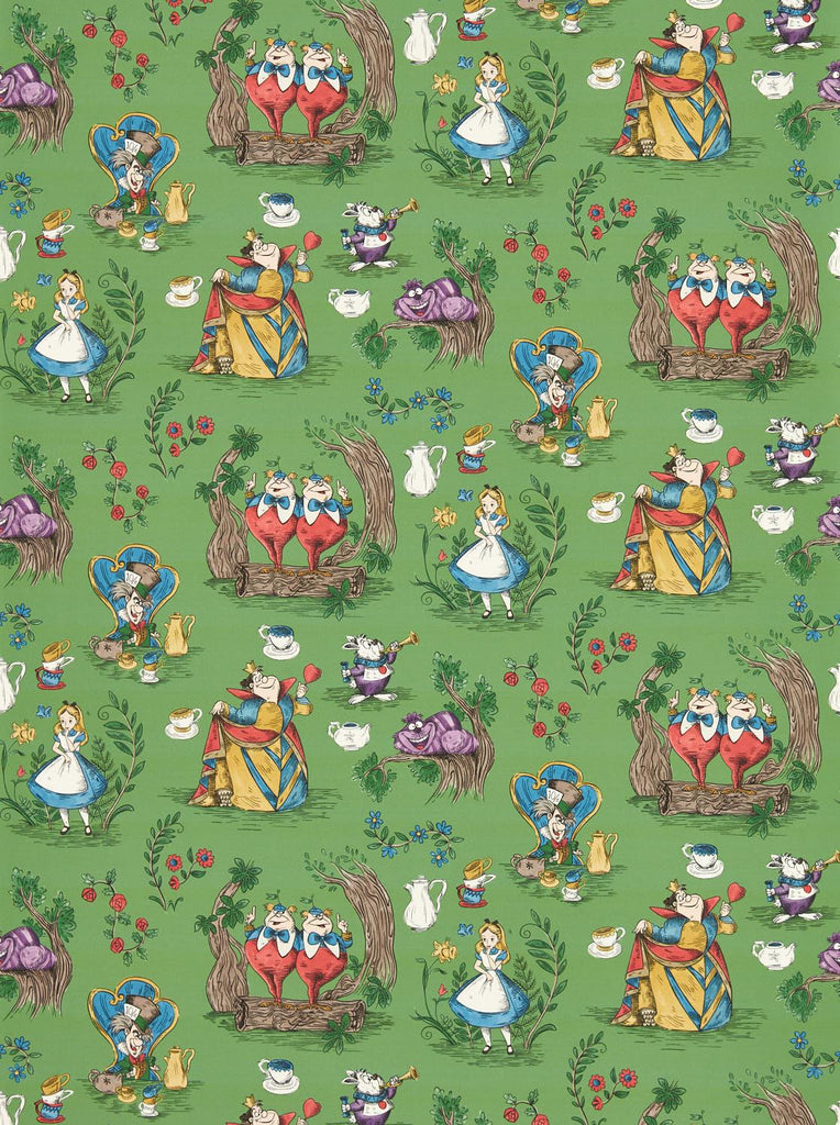 Sanderson Alice in Wonderland Gumball Green Wallpaper