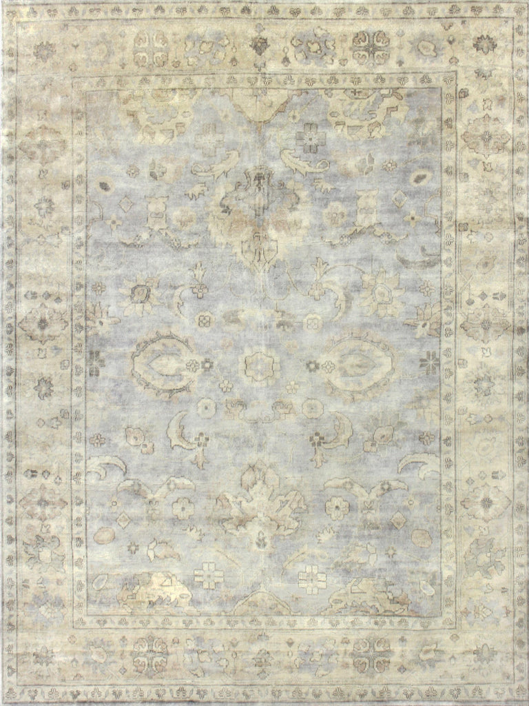 Exquisite Antique Weave Oushak Hand-knotted New Zealand Wool Blue/Ivory Area Rug 10.0'X14.0' Rug