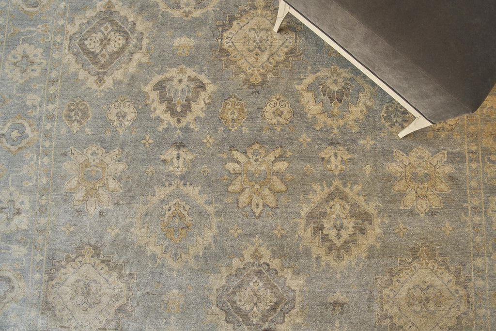 Exquisite Antique Weave Oushak Hand-knotted New Zealand Wool Light Blue Area Rug 12.0'X15.0' Rug