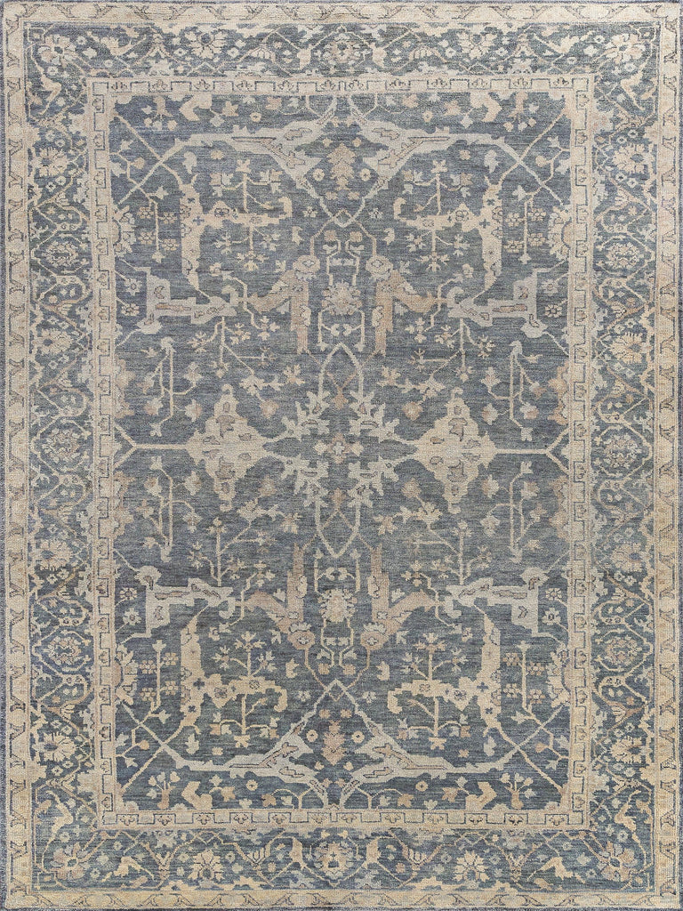 Exquisite Antique Weave Oushak Hand-knotted New Zealand Wool Blue Area Rug 10.0'X14.0' Rug