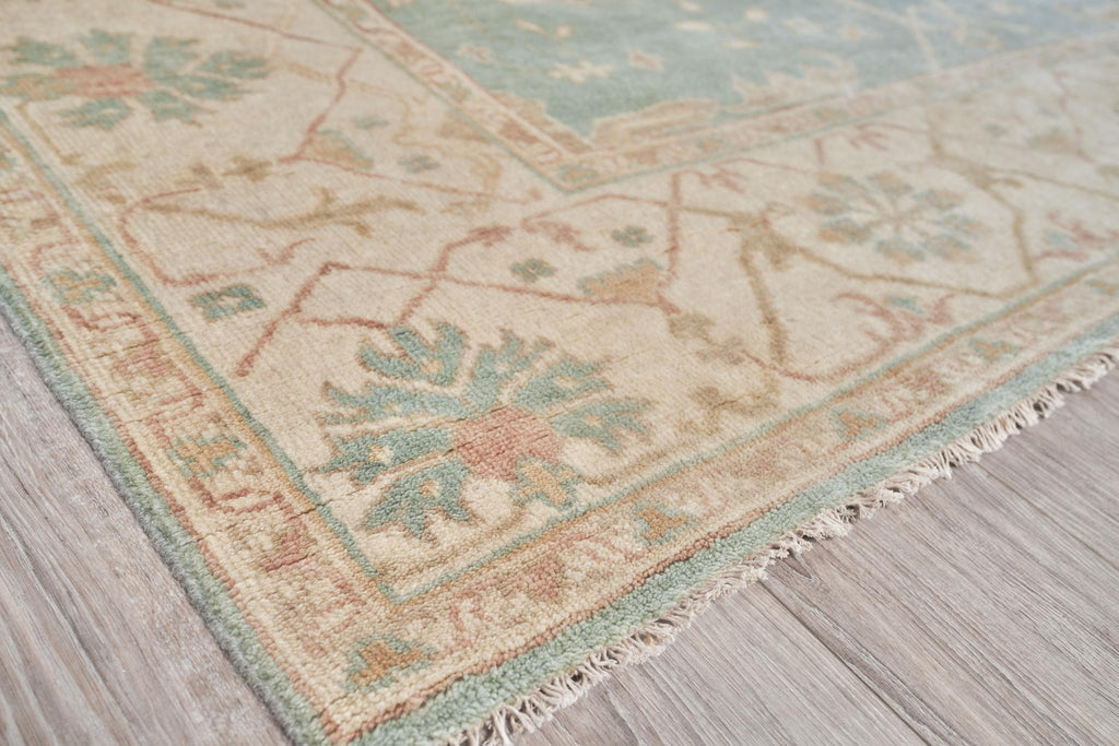 Exquisite Antique Weave Oushak Hand-knotted New Zealand Wool Blue/Ivory Area Rug 14.0'X18.0' Rug