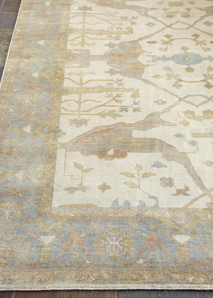 Exquisite Antique Weave Oushak Hand-knotted New Zealand Wool Blue/Ivory Area Rug 12.0'X15.0' Rug