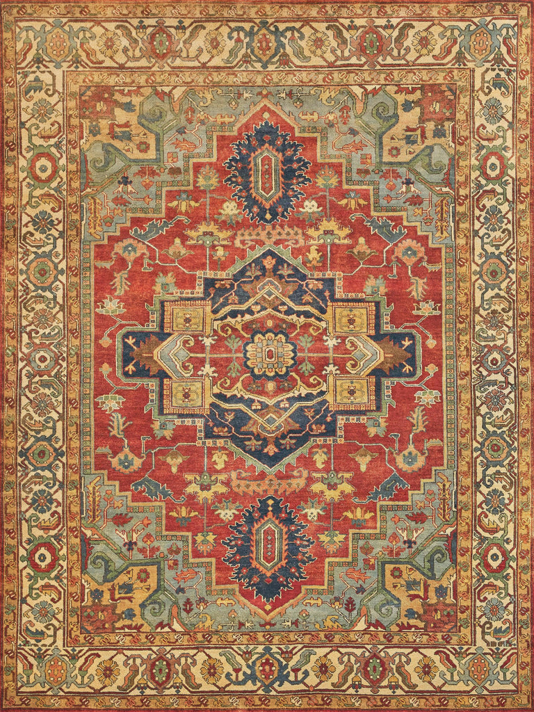 Exquisite Antique Weave Serapi Hand-knotted New Zealand Wool Rust/Blue Area Rug 8.0'X10.0' Rug