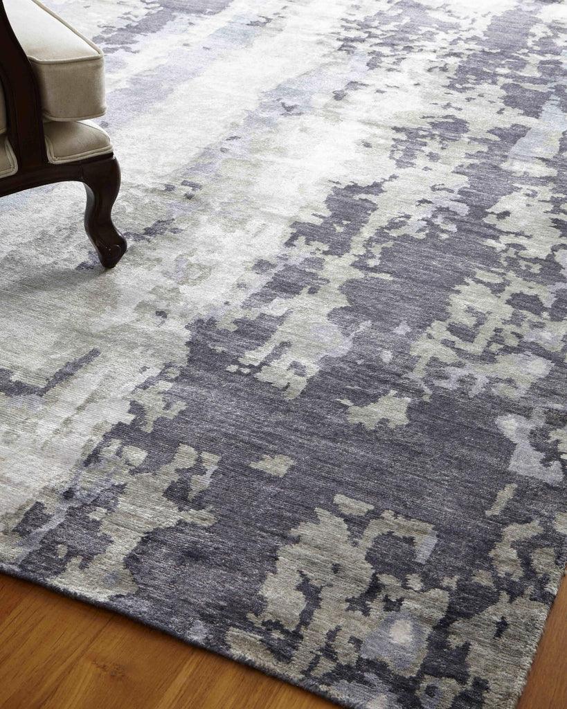 Exquisite Bamboo Silk Hand-knotted Blue/Gray Area Rug 6.0'X9.0' Rug