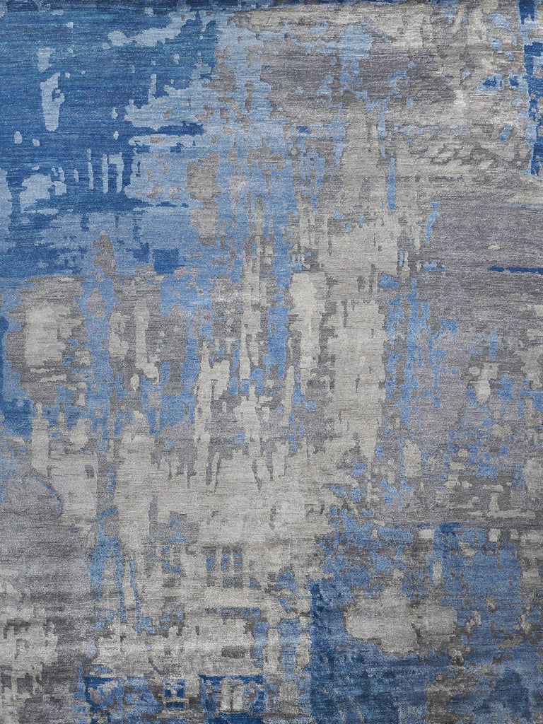 Exquisite Rugs Bamboo Silk Hand-knotted 3339 Blue/Gray 10' x 14' Area Rug