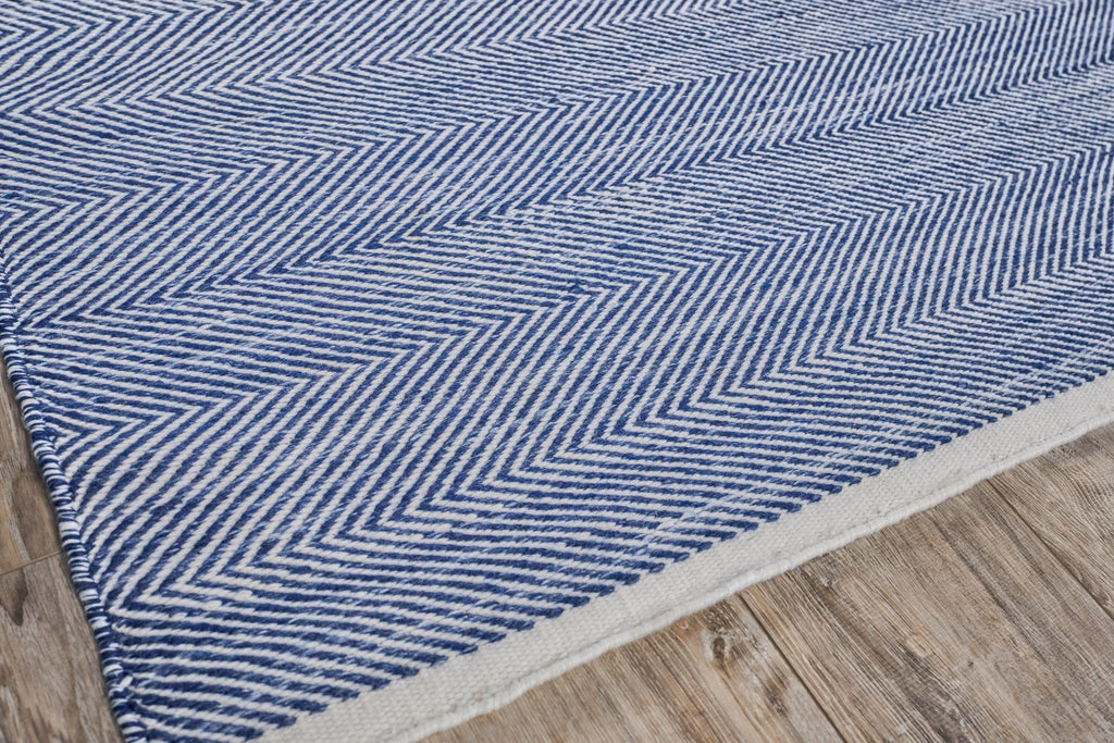 Exquisite Bintan Indoor/Outdoor Flatweave PET yarn Ivory/Blue Area Rug 10.0'X14.0' Rug