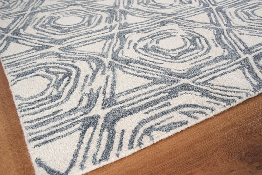 Exquisite Caprice Hand-tufted New Zealand Wool Dark Blue/Ivory Area Rug 5.0'X8.0' Rug