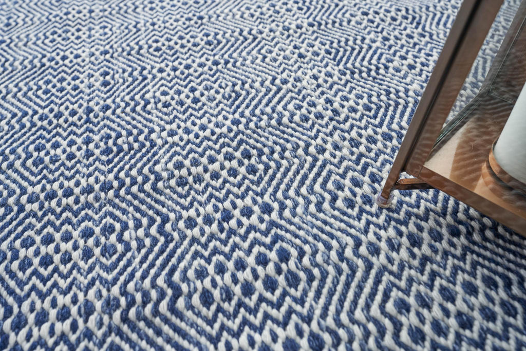 Exquisite Echo Indoor/Outdoor Flatweave PET yarn Ivory/Blue Area Rug 3.0'X5.0' Rug