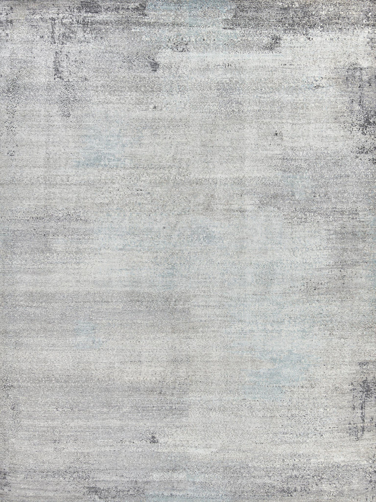 Exquisite Fine Pure Silk Hand-knotted Silk Ivory/Dark Gray/Multi Area Rug 9.0'X12.0' Rug