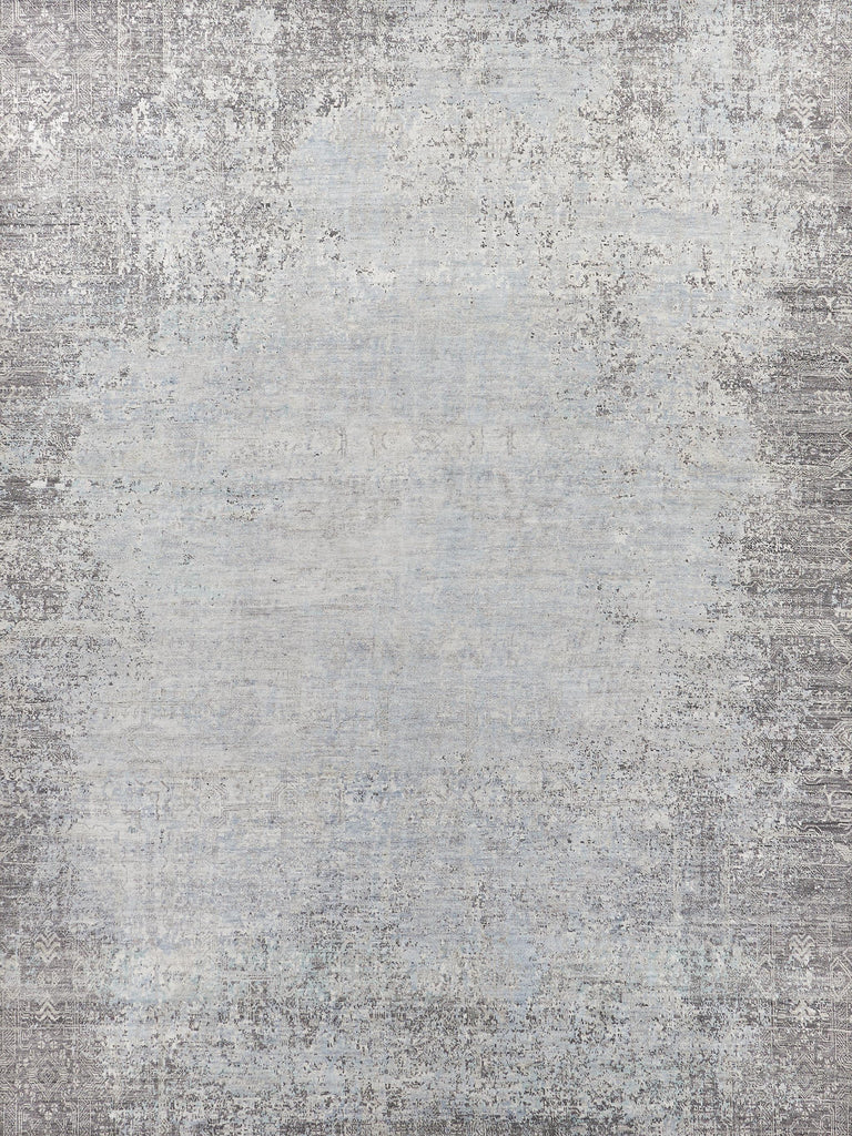 Exquisite Fine Pure Silk Hand-knotted Silk Ivory/Dark Gray/Multi Area Rug 10.0'X14.0' Rug