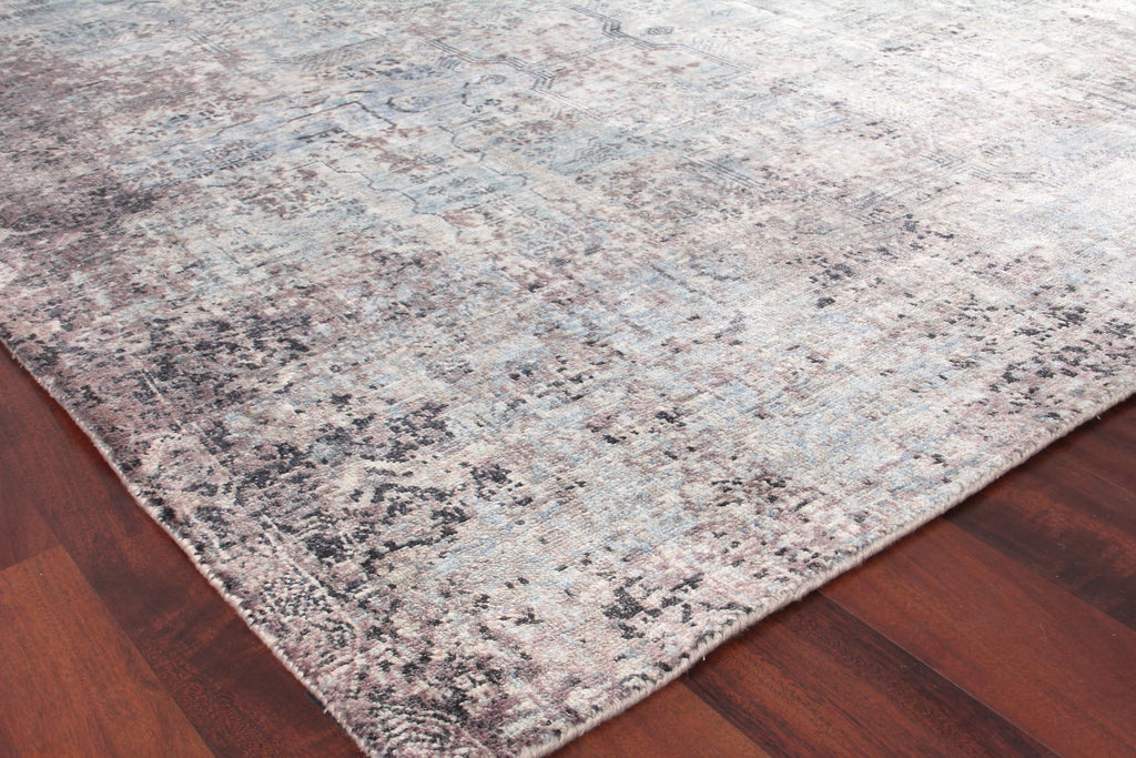 Exquisite Fine Pure Silk Hand-knotted Silk Ivory/Dark Gray/Multi Area Rug 6.0'X9.0' Rug