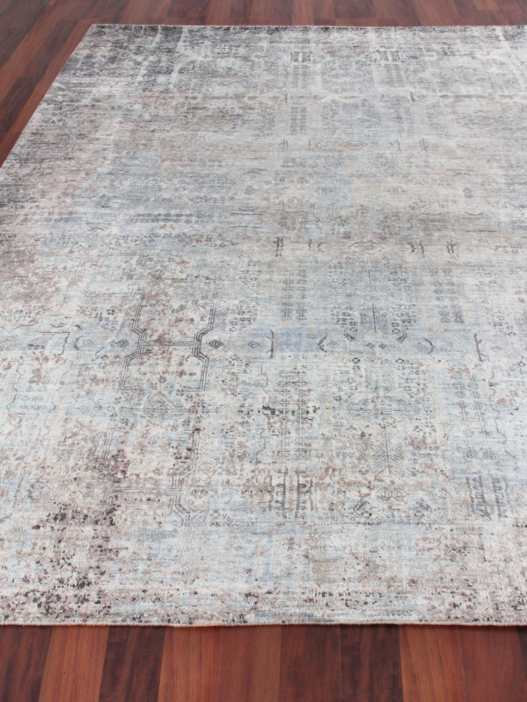 Exquisite Fine Pure Silk Hand-knotted Silk Ivory/Dark Gray/Multi Area Rug 6.0'X9.0' Rug