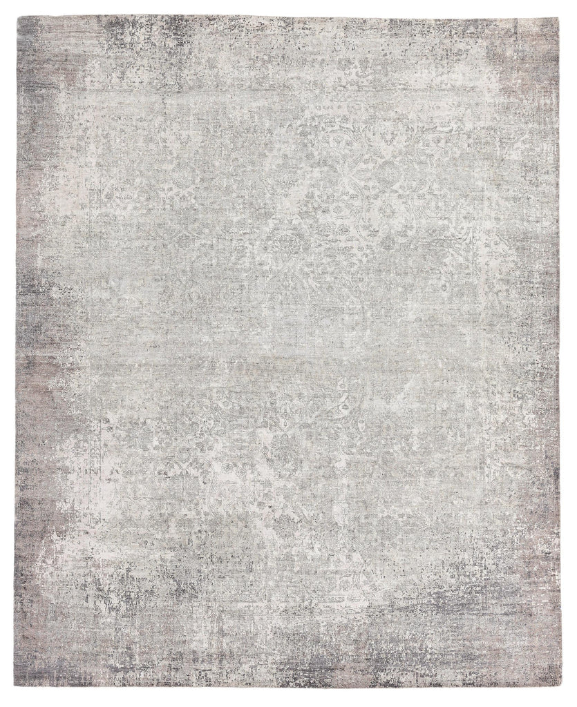 Exquisite Rugs Fine Pure Silk Hand-knotted Silk 4222 Silver/Ivory 10' x 14' Area Rug