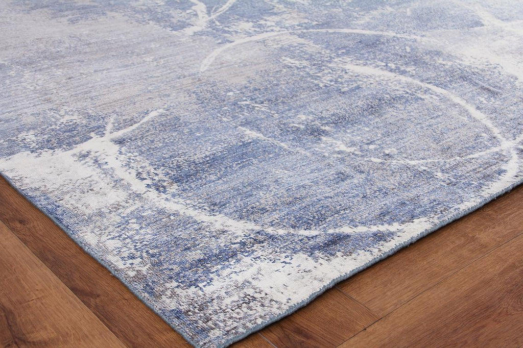 Exquisite Fine Pure Silk Hand-knotted Silk Blue/Gray/Ivory Area Rug 6.0'X9.0' Rug