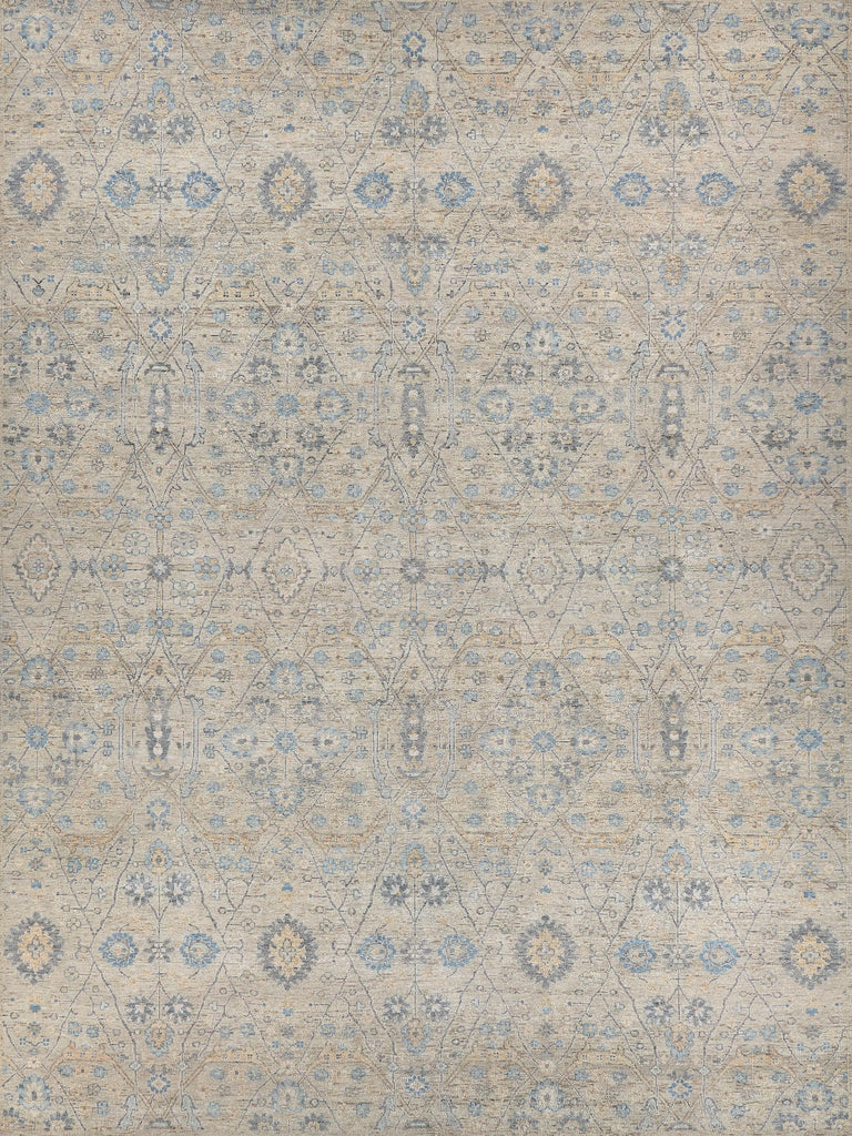 Exquisite Harper Hand-knotted New Zealand Wool Beige/Light Blue Area Rug 9.0'X12.0' Rug