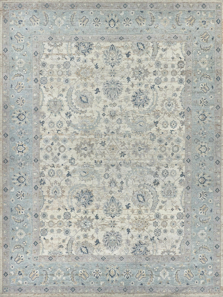 Exquisite Rugs Harper Hand-knotted New Zealand Wool 4231 Ivory/Light Blue 10' x 14' Area Rug