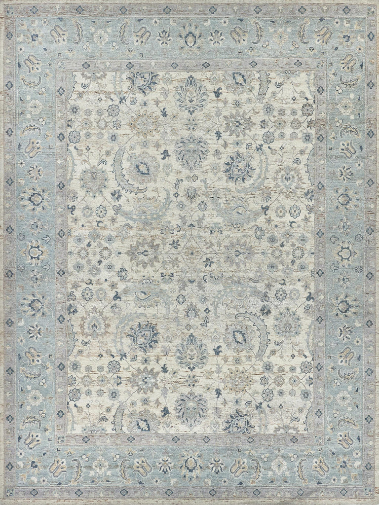 Exquisite Harper Hand-knotted New Zealand Wool Ivory/Light Blue Area Rug 10.0'X14.0' Rug