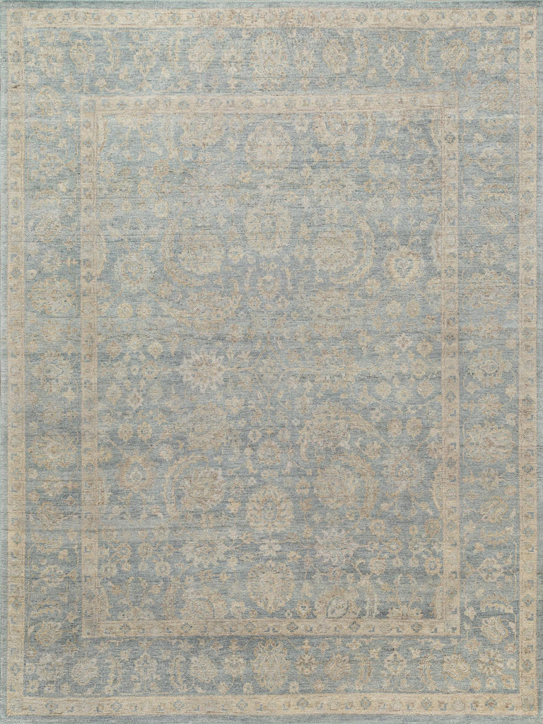 Exquisite Rugs Harper Hand-knotted New Zealand Wool 4391 Blue/Beige 10' x 14' Area Rug