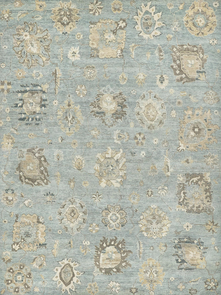 Exquisite Rugs Heirloom Hand-knotted New Zealand Wool 3983 Light Blue/Gold 10' x 14' Area Rug