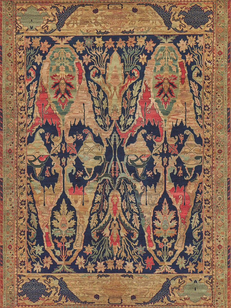 Exquisite Rugs Jurassic Hand-knotted New Zealand Wool 9368 Beige/Blue/Gold 14' x 18' Area Rug