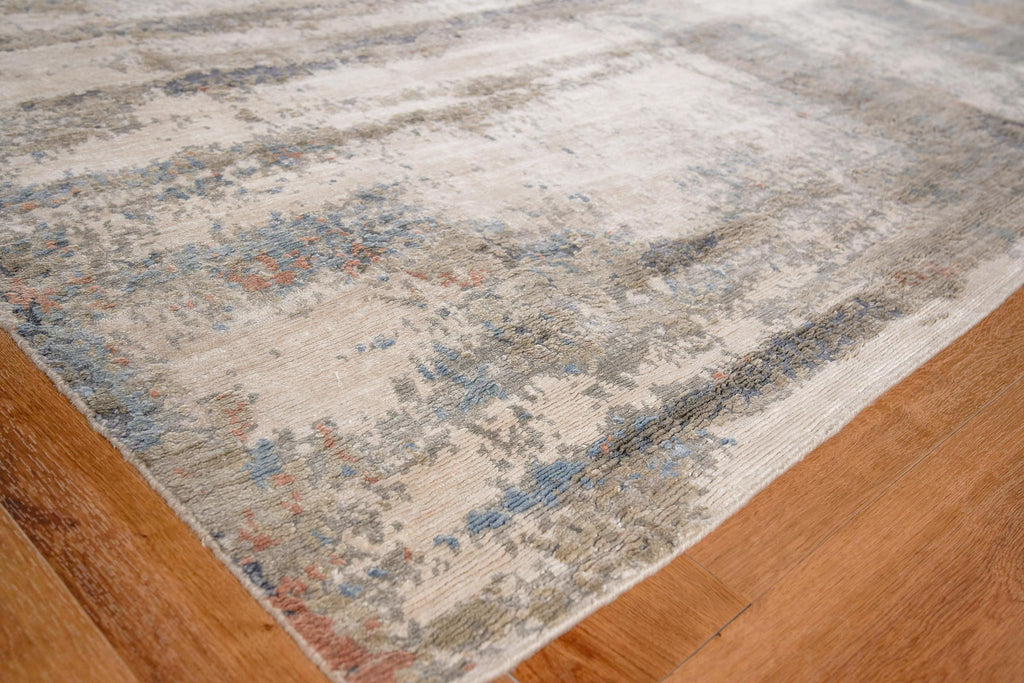 Exquisite Laureno Hand-knotted Bamboo Silk Silver Blue Area Rug 10.0'X14.0' Rug