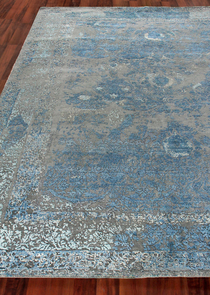 Exquisite Maison Hand-knotted Wool/Bamboo Silk Gray/Blue Area Rug 12.0'X15.0' Rug