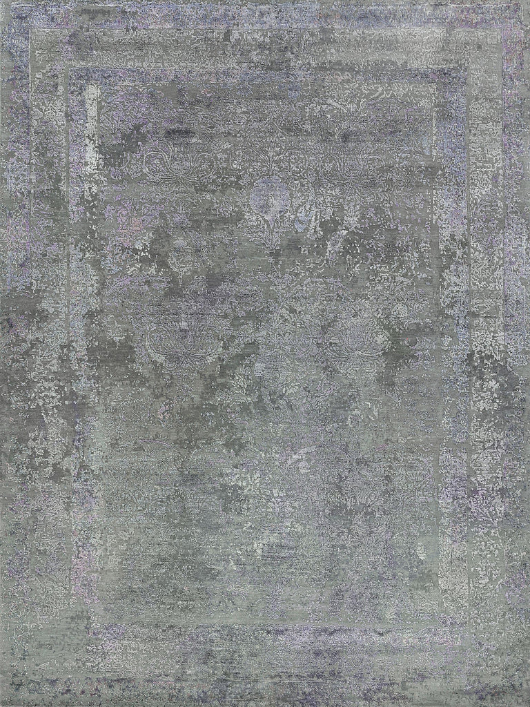 Exquisite Rugs Maison Hand-knotted Wool/Bamboo Silk 2596 Charcoal/Purple 10' x 14' Area Rug