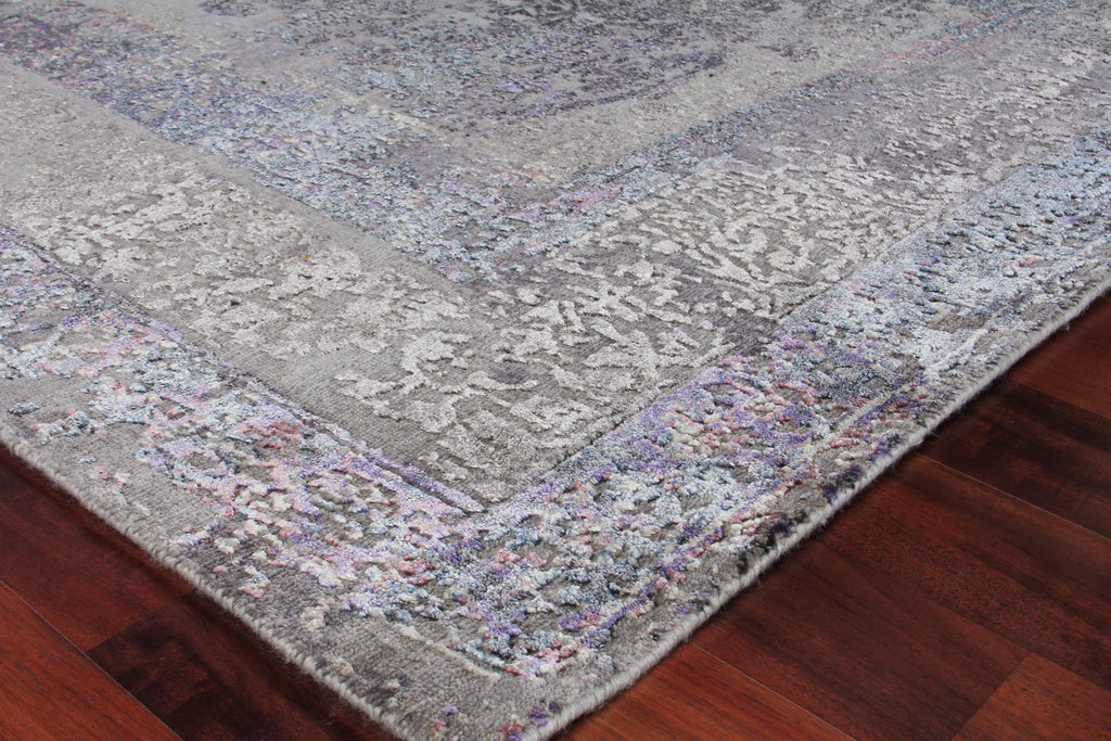 Exquisite Maison Hand-knotted Wool/Bamboo Silk Charcoal/Purple Area Rug 12.0'X15.0' Rug