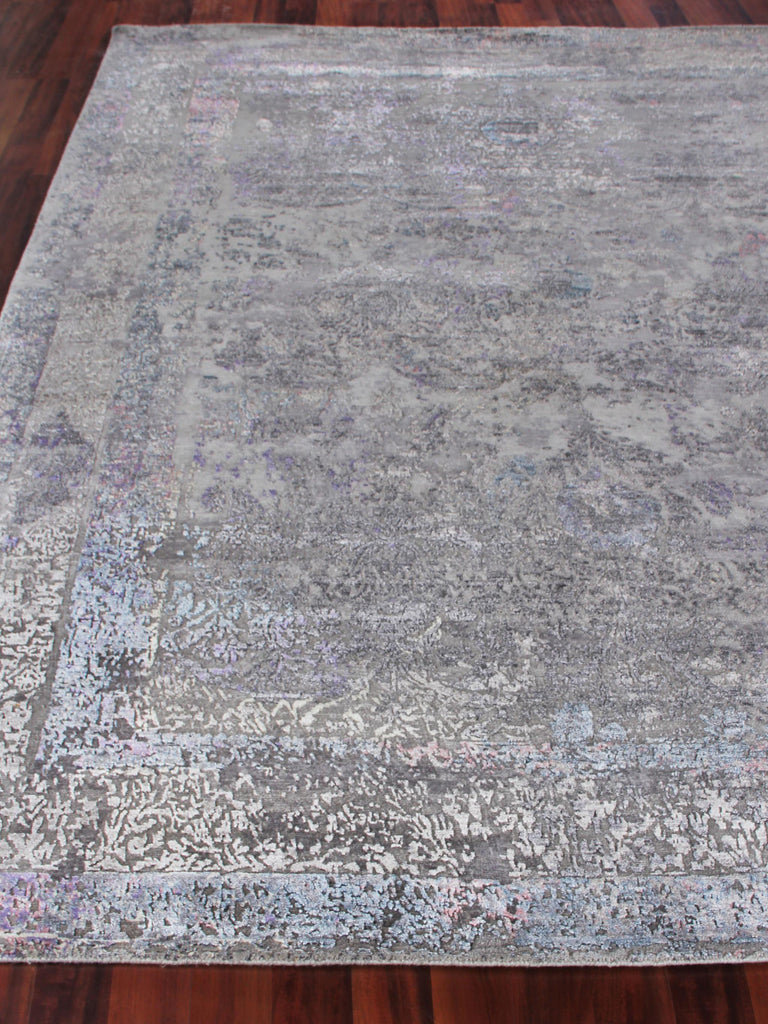 Exquisite Maison Hand-knotted Wool/Bamboo Silk Charcoal/Purple Area Rug 12.0'X15.0' Rug